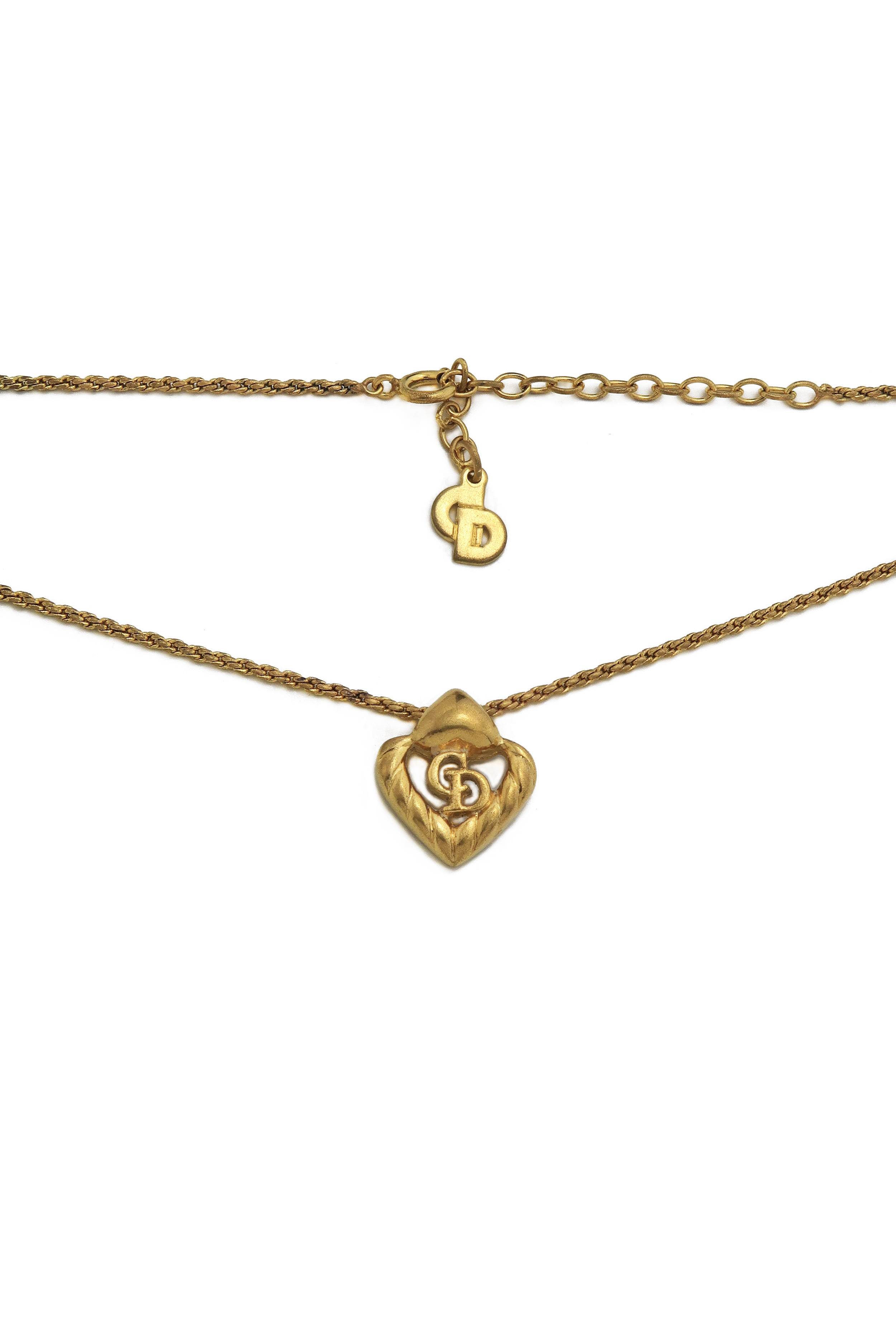 アクセサリー Dior Germany Vintage Heart Necklace Gold Christian Dior Vintage DIOR With Heart Logo Pendant Necklace